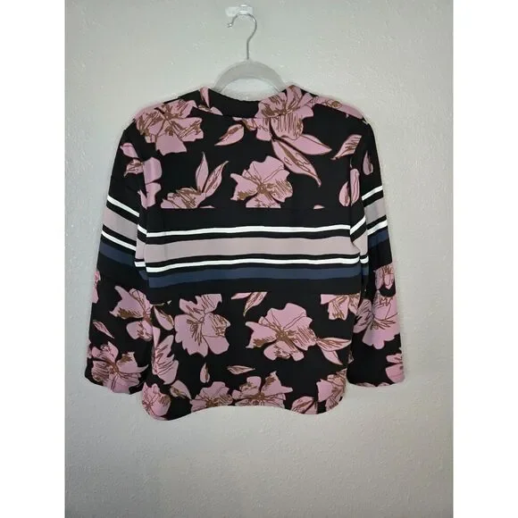 Rachel Rachel Roy Women's 3/4 Sleeve Black Floral Collared Shirt Size XL - Picture 5 of 7